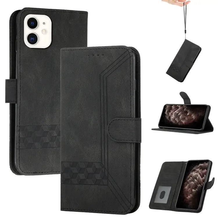 Cubic Skin Feel Flip Leather Phone Case For iPhone 12 mini For iPhone 12 / 12 Pro For iPhone 12 Pro Max For iPhone 11