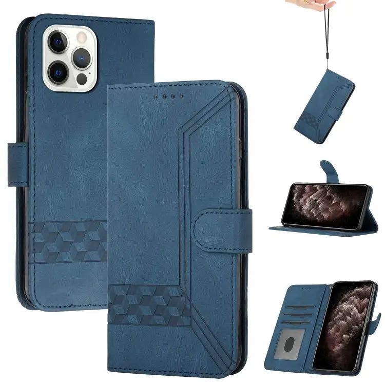 Cubic Skin Feel Flip Leather Phone Case For iPhone 12 mini For iPhone 12 / 12 Pro For iPhone 12 Pro Max For iPhone 11