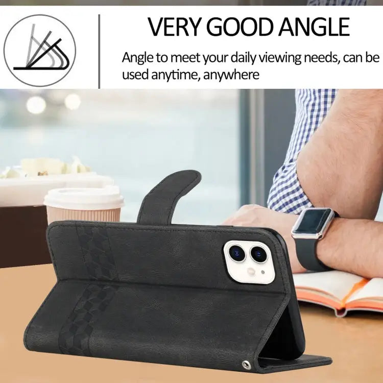 Cubic Skin Feel Flip Leather Phone Case For iPhone 12 mini For iPhone 12 / 12 Pro For iPhone 12 Pro Max For iPhone 11