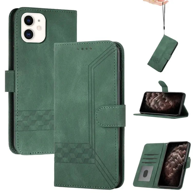 Cubic Skin Feel Flip Leather Phone Case For iPhone 12 mini For iPhone 12 / 12 Pro For iPhone 12 Pro Max For iPhone 11