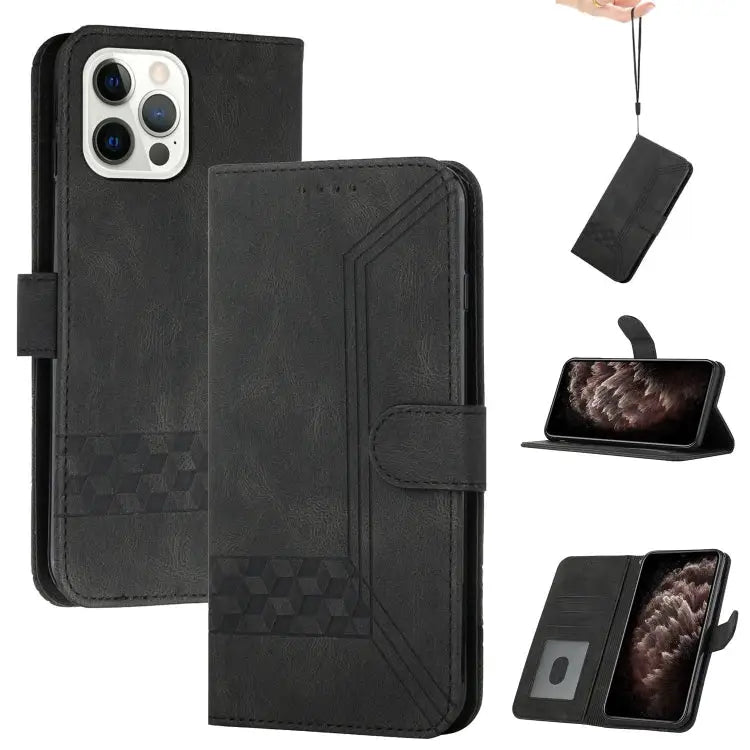 Cubic Skin Feel Flip Leather Phone Case For iPhone 12 mini For iPhone 12 / 12 Pro For iPhone 12 Pro Max For iPhone 11