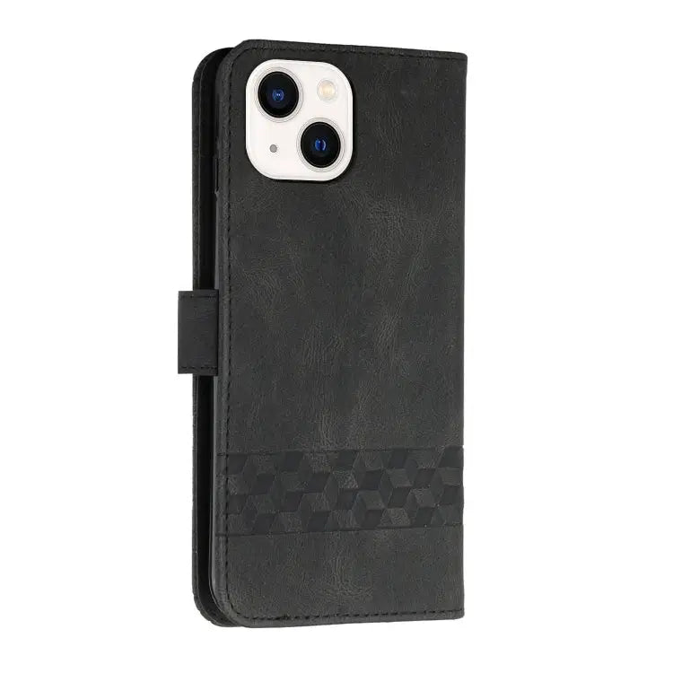 Cubic Skin Feel Flip Leather Phone Case For iPhone 13 mini For iPhone 13 For iPhone 13 Pro For iPhone 13 Pro Max