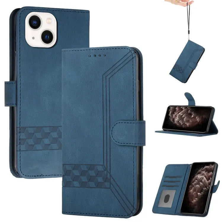Cubic Skin Feel Flip Leather Phone Case For iPhone 13 mini For iPhone 13 For iPhone 13 Pro For iPhone 13 Pro Max