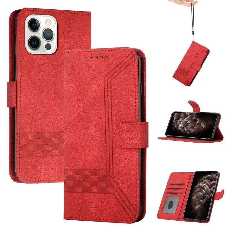 Cubic Skin Feel Flip Leather Phone Case For iPhone 13 mini For iPhone 13 For iPhone 13 Pro For iPhone 13 Pro Max