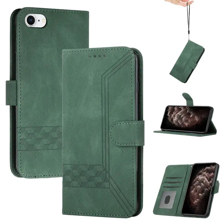 Cubic Skin Feel Flip Leather Phone Case For iPhone XS Max For iPhone SE 2022 / SE 2020 / 7 / 8 For iPhone 7 Plus / 8