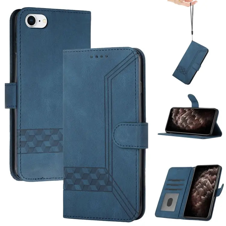 Cubic Skin Feel Flip Leather Phone Case For iPhone XS Max For iPhone SE 2022 / SE 2020 / 7 / 8 For iPhone 7 Plus / 8