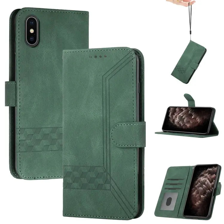 Cubic Skin Feel Flip Leather Phone Case For iPhone XS Max For iPhone SE 2022 / SE 2020 / 7 / 8 For iPhone 7 Plus / 8