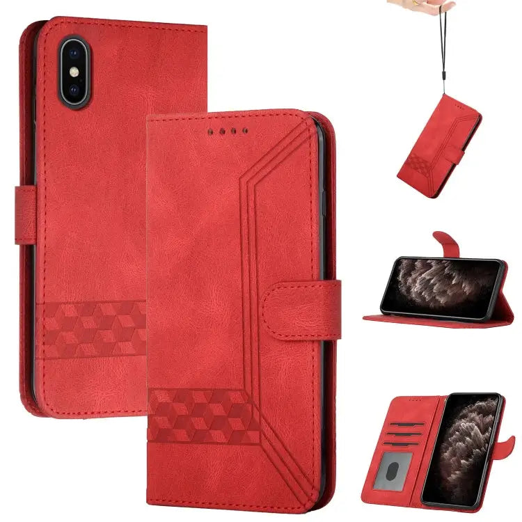 Cubic Skin Feel Flip Leather Phone Case For iPhone XS Max For iPhone SE 2022 / SE 2020 / 7 / 8 For iPhone 7 Plus / 8