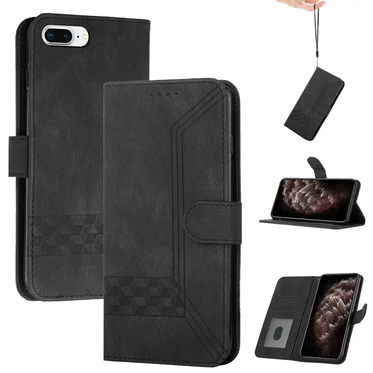 Cubic Skin Feel Flip Leather Phone Case For iPhone XS Max For iPhone SE 2022 / SE 2020 / 7 / 8 For iPhone 7 Plus / 8