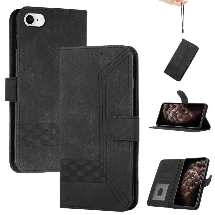 Cubic Skin Feel Flip Leather Phone Case For iPhone XS Max For iPhone SE 2022 / SE 2020 / 7 / 8 For iPhone 7 Plus / 8