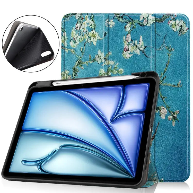 Custer Painted 3-Fold Holder Smart Leather Tablet Case For iPad Air 11 2024 / 2025 - For iPad Air 11 2024 / 2025