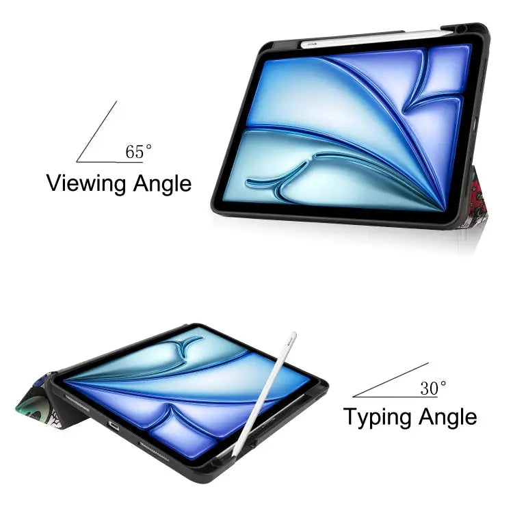 Custer Painted 3-Fold Holder Smart Leather Tablet Case For iPad Air 11 2024 / 2025 - Apple Accessories