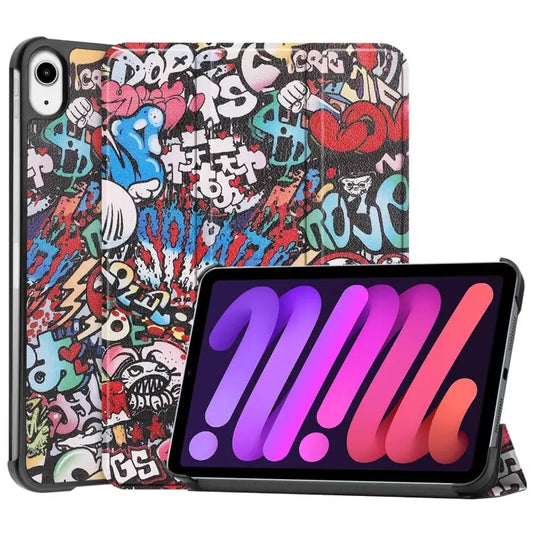 Custer Painted 3-Fold Holder Smart Leather Tablet Case For iPad mini 6 / mini 2024 For Huawei MatePad 11 2021