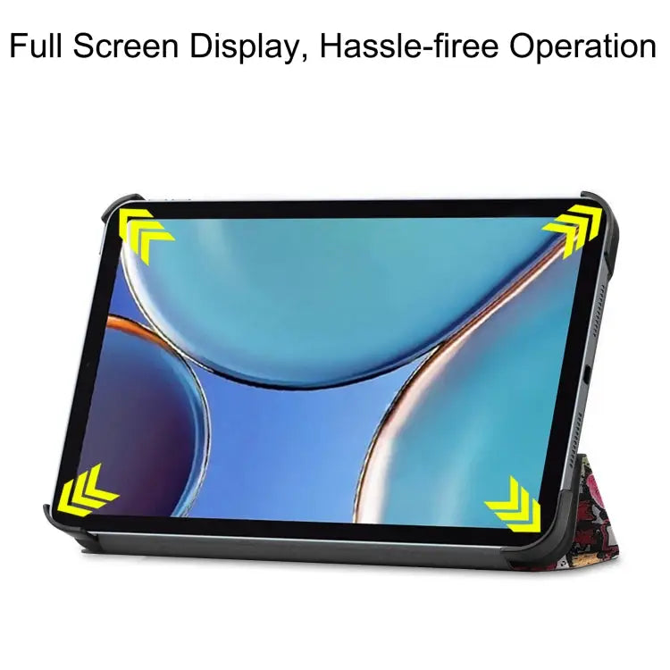 Custer Painted 3-Fold Holder Smart Leather Tablet Case For iPad mini 6 / mini 2024 For Huawei MatePad 11 2021