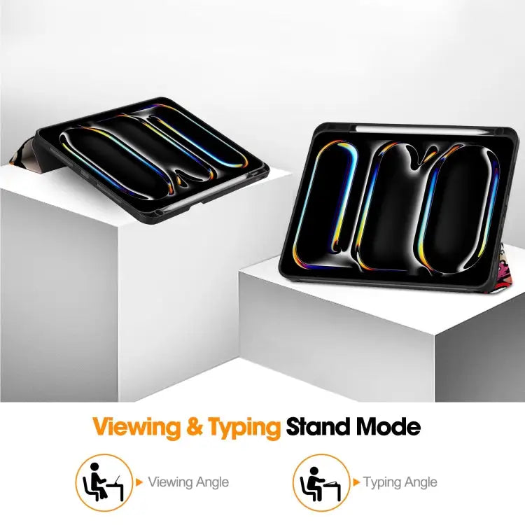 Custer Painted 3-Fold Holder Smart Leather Tablet Case with Pen Tray For iPad Pro 11 2024 - Apple Accessories