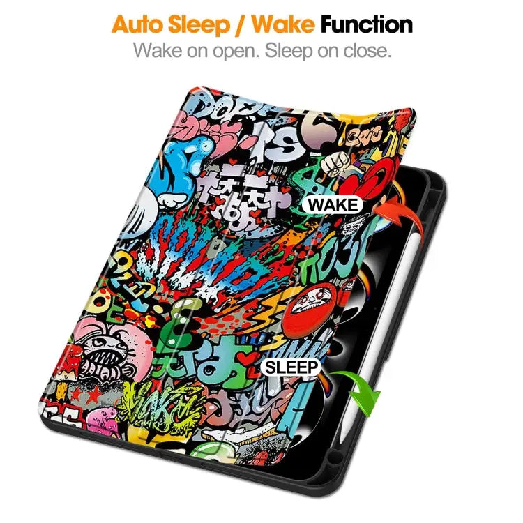 Custer Painted 3-Fold Holder Smart Leather Tablet Case with Pen Tray For iPad Pro 11 2024 - Apple Accessories