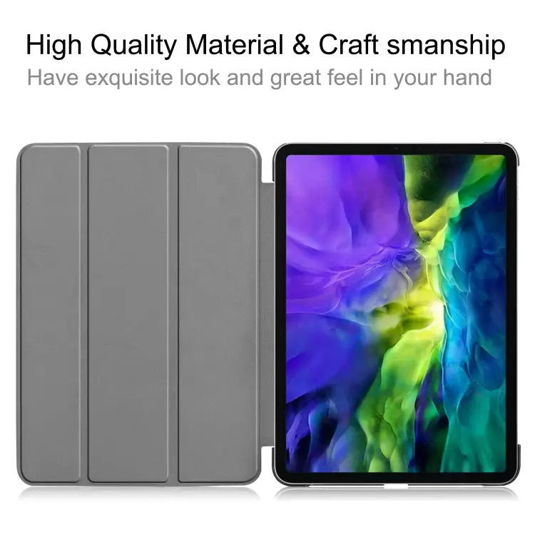 Custer Painted TPU Smart Tablet Leather Case with Sleep Function & Tri-Fold Bracket & Pen Slot For iPad Pro 11 inch