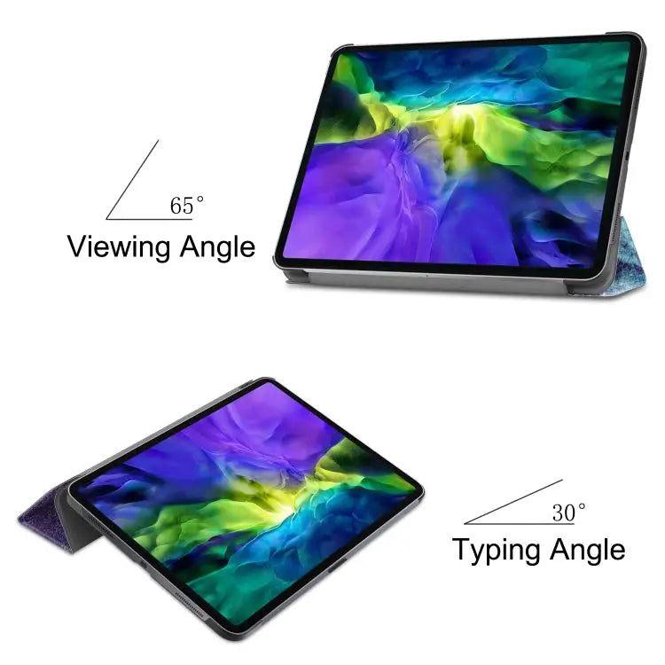 Custer Painted TPU Smart Tablet Leather Case with Sleep Function & Tri-Fold Bracket & Pen Slot For iPad Pro 11 inch