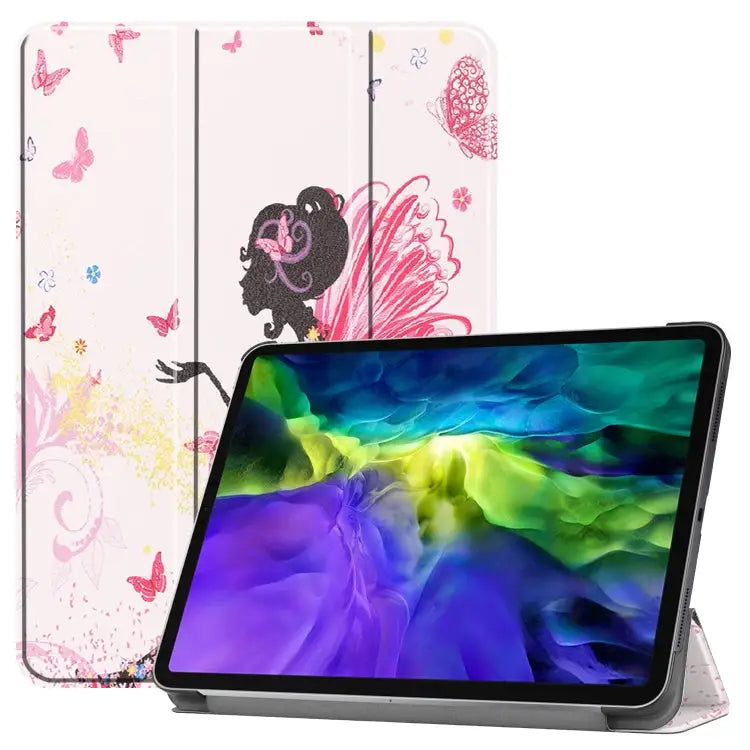 Custer Painted TPU Smart Tablet Leather Case with Sleep Function & Tri-Fold Bracket & Pen Slot For iPad Pro 11 inch