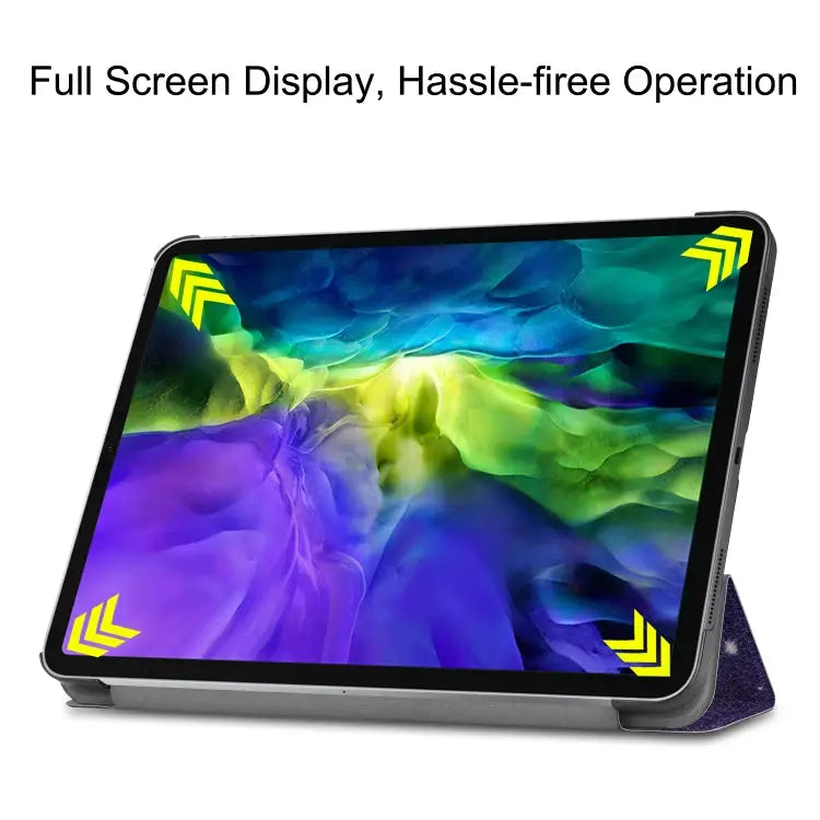 Custer Painted TPU Smart Tablet Leather Case with Sleep Function & Tri-Fold Bracket & Pen Slot For iPad Pro 11 inch
