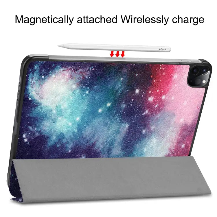 Custer Painted TPU Smart Tablet Leather Case with Sleep Function & Tri-Fold Bracket & Pen Slot For iPad Pro 11 inch