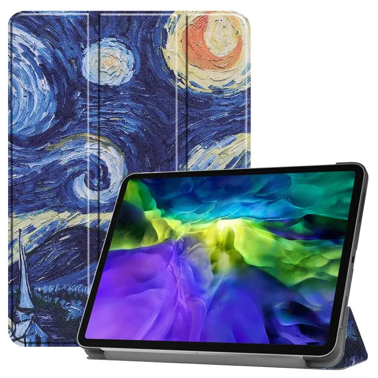 Custer Painted TPU Smart Tablet Leather Case with Sleep Function & Tri-Fold Bracket & Pen Slot For iPad Pro 11 inch