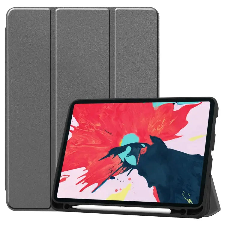 Custer Pattern TPU Smart Tablet Holster with Sleep Function & Tri-Fold Bracket & Pen Slot For iPad Pro 11 inch 2020