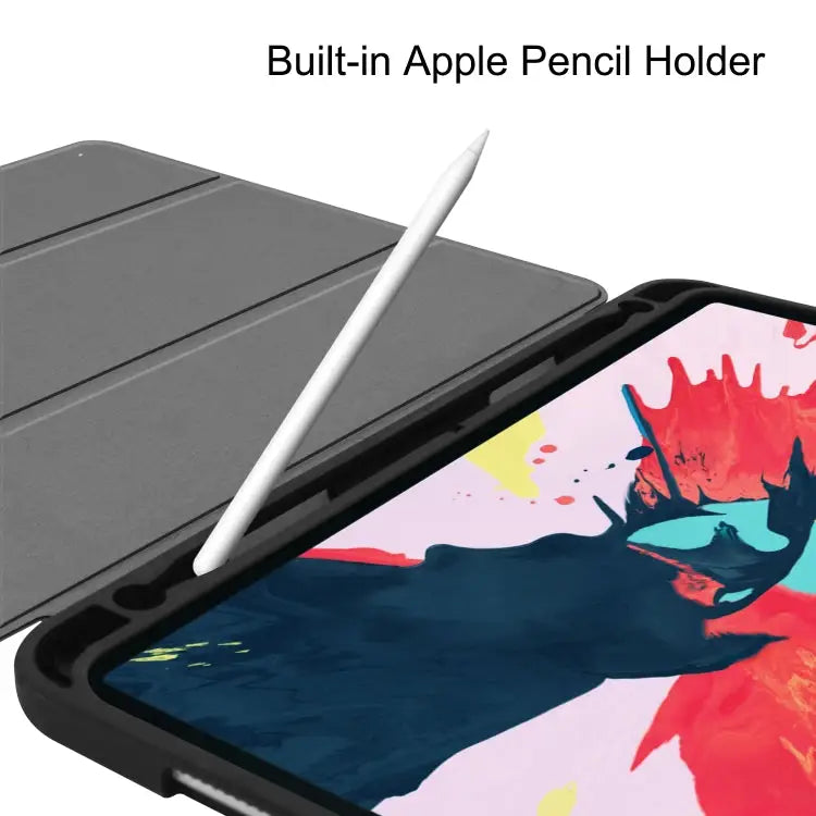 Custer Pattern TPU Smart Tablet Holster with Sleep Function & Tri-Fold Bracket & Pen Slot For iPad Pro 11 inch 2020