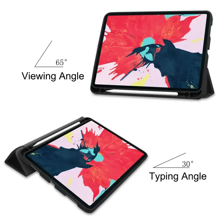 Custer Pattern TPU Smart Tablet Holster with Sleep Function & Tri-Fold Bracket & Pen Slot For iPad Pro 11 inch 2020