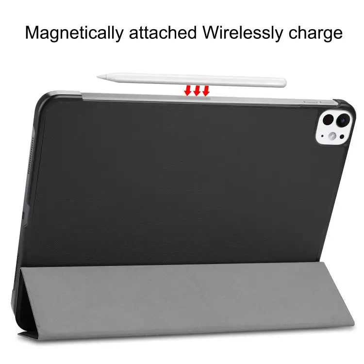 Custer Pure Color 3-Fold Holder Smart Leather Tablet Case For iPad Pro 11 2024 - Apple Accessories