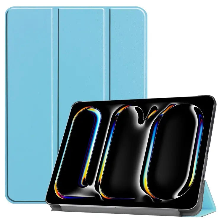 Custer Pure Color 3-Fold Holder Smart Leather Tablet Case For iPad Pro 11 2024 - For iPad Pro 11 2024 / Sky Blue