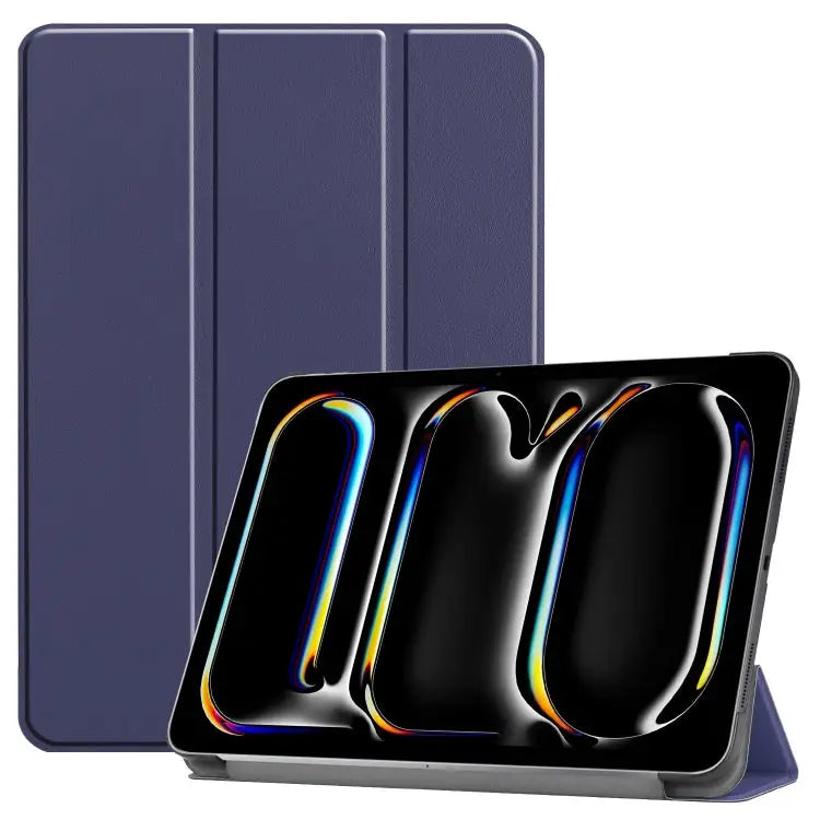 Custer Pure Color 3-Fold Holder Smart Leather Tablet Case For iPad Pro 11 2024 - For iPad Pro 11 2024 / Blue - Apple