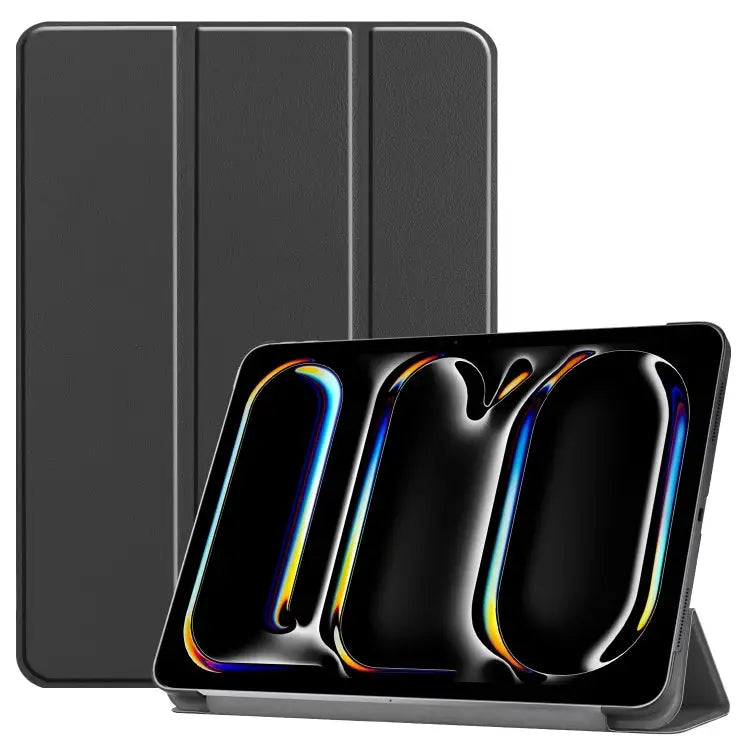 Custer Pure Color 3-Fold Holder Smart Leather Tablet Case For iPad Pro 11 2024 - For iPad Pro 11 2024 / Black - Apple