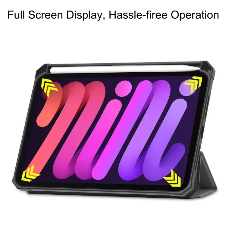 Custer Pure Color TPU Smart Leather Tablet Case with 3-Fold Holder & Pen Slot For iPad mini 6 / mini 2024 - For iPad