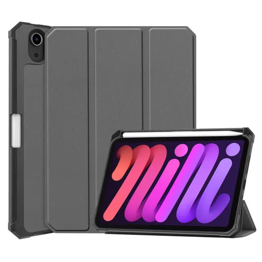 Custer Pure Color TPU Smart Leather Tablet Case with 3-Fold Holder & Pen Slot For iPad mini 6 / mini 2024 - For iPad
