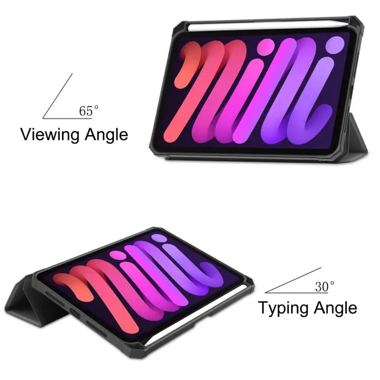 Custer Pure Color TPU Smart Leather Tablet Case with 3-Fold Holder & Pen Slot For iPad mini 6 / mini 2024 - For iPad