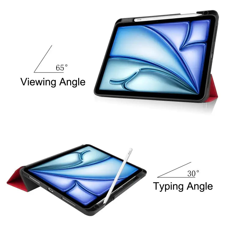 Custer TPU Pure Color 3-Fold Holder Smart Leather Tablet Case For iPad Air 11 2024 / 2025 - Apple Accessories