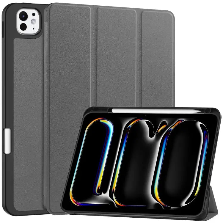 Custer TPU Pure Color 3-Fold Holder Smart Leather Tablet Case with Pen Tray For iPad Pro 11 2024 - For iPad Pro 11 2024
