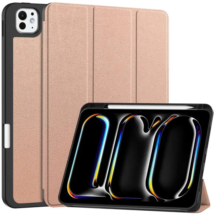 Custer TPU Pure Color 3-Fold Holder Smart Leather Tablet Case with Pen Tray For iPad Pro 11 2024 - For iPad Pro 11 2024