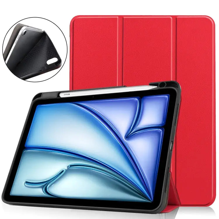 Custer TPU Pure Color 3-Fold Holder Smart Leather Tablet Case For iPad Air 11 2024 / 2025 - For iPad Air 11 2024 / 2025