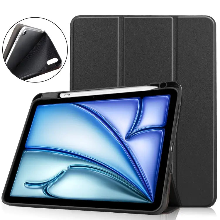 Custer TPU Pure Color 3-Fold Holder Smart Leather Tablet Case For iPad Air 11 2024 / 2025 - For iPad Air 11 2024 / 2025