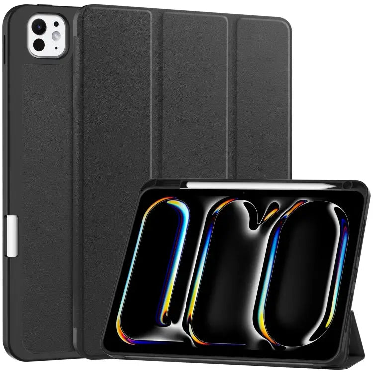 Custer TPU Pure Color 3-Fold Holder Smart Leather Tablet Case with Pen Tray For iPad Pro 11 2024 - For iPad Pro 11 2024