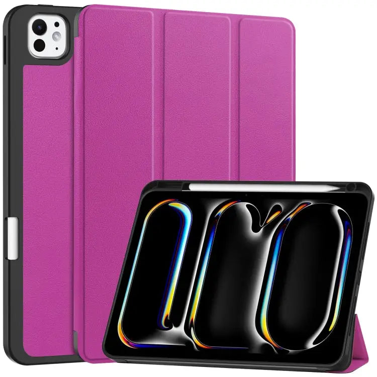 Custer TPU Pure Color 3-Fold Holder Smart Leather Tablet Case with Pen Tray For iPad Pro 11 2024 - For iPad Pro 11 2024