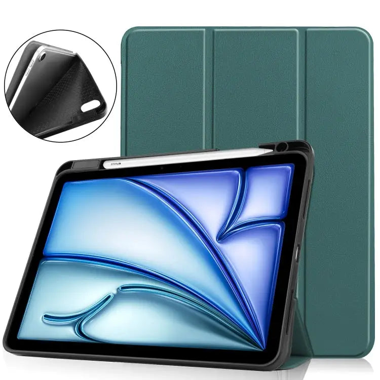 Custer TPU Pure Color 3-Fold Holder Smart Leather Tablet Case For iPad Air 11 2024 / 2025 - For iPad Air 11 2024 / 2025
