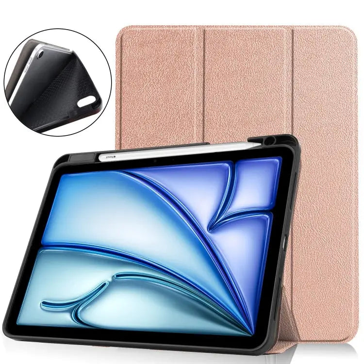 Custer TPU Pure Color 3-Fold Holder Smart Leather Tablet Case For iPad Air 11 2024 / 2025 - For iPad Air 11 2024 / 2025