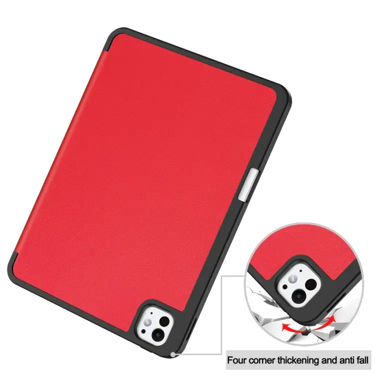 Custer TPU Pure Color 3-Fold Holder Smart Leather Tablet Case with Pen Tray For iPad Pro 11 2024 - Apple Accessories