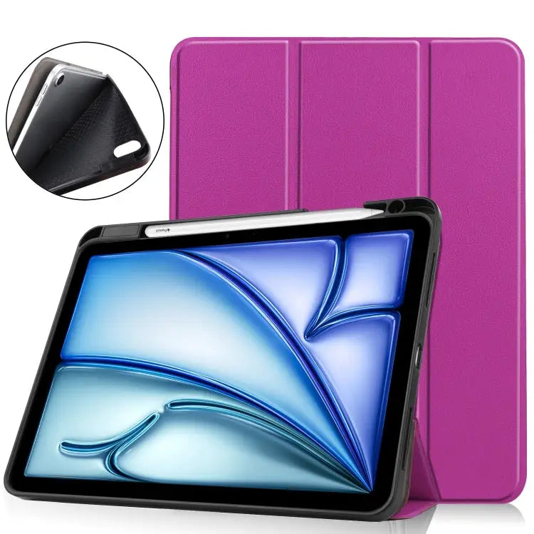 Custer TPU Pure Color 3-Fold Holder Smart Leather Tablet Case For iPad Air 11 2024 / 2025 - For iPad Air 11 2024 / 2025