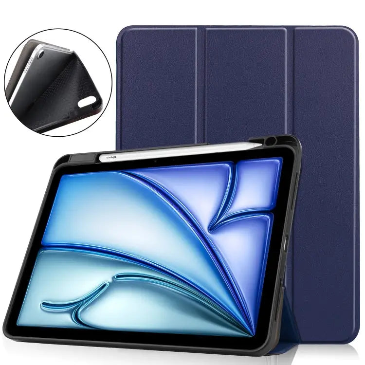 Custer TPU Pure Color 3-Fold Holder Smart Leather Tablet Case For iPad Air 11 2024 / 2025 - For iPad Air 11 2024 / 2025