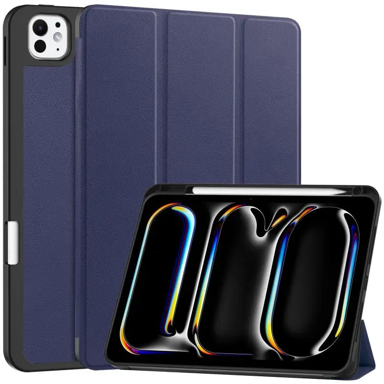 Custer TPU Pure Color 3-Fold Holder Smart Leather Tablet Case with Pen Tray For iPad Pro 11 2024 - For iPad Pro 11 2024