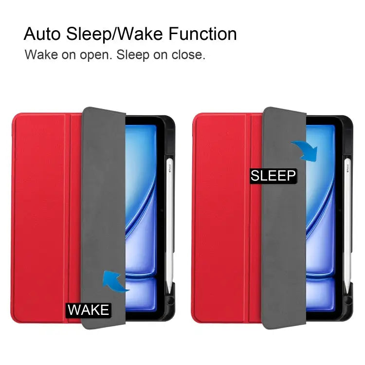 Custer TPU Pure Color 3-Fold Holder Smart Leather Tablet Case For iPad Air 11 2024 / 2025 - Apple Accessories